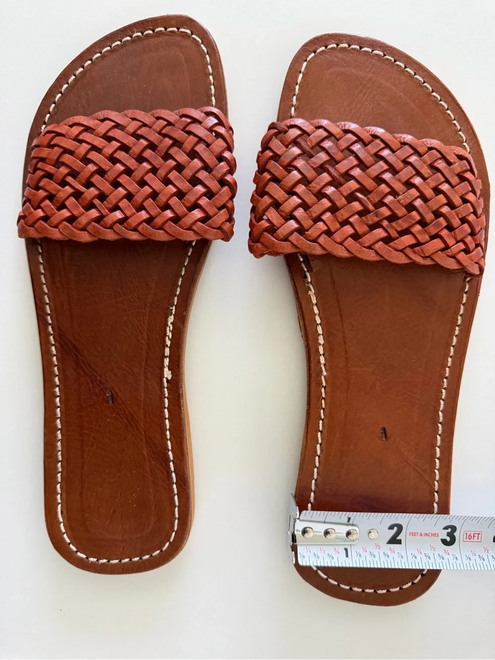Woven Slide Sandals‎ in Rust Brown - Women's Casual Slides Estimated Size 9-10